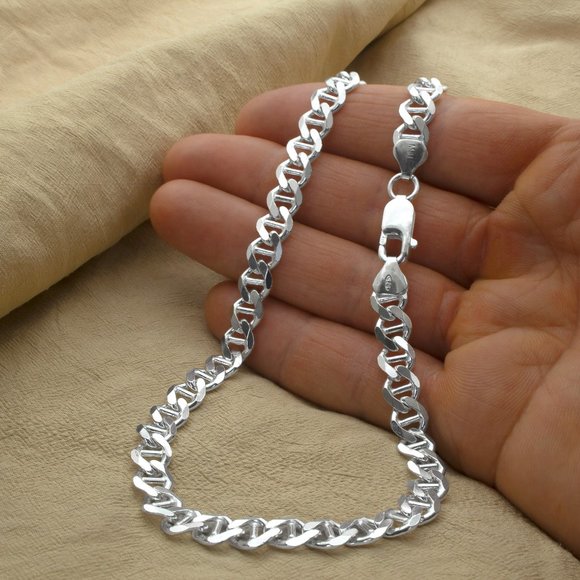925 Silver Mariner Chain Italy 18" 7.5mm Solid - Picture 5 of 8